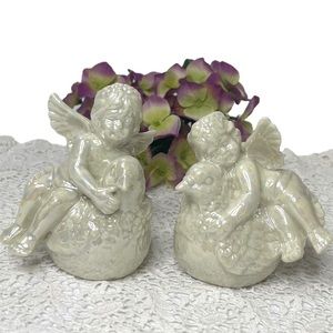 Angel & Birds of Love Peace and Harmony 2 Piece Set Cherubs Angel Bird Art Decor